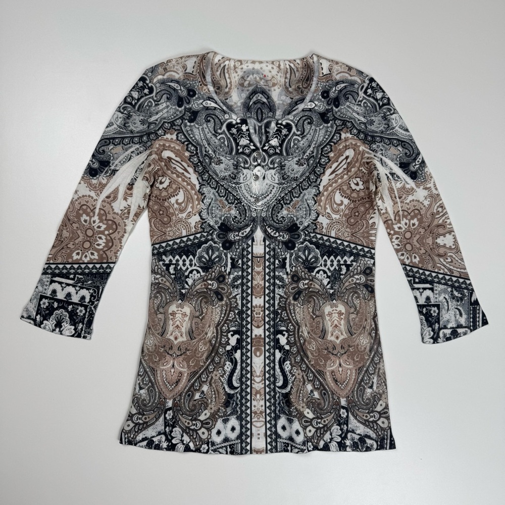 Style & Co Paisley Embellished Bling Y2K Grunge Hippie Whimsygoth Top Sz Small